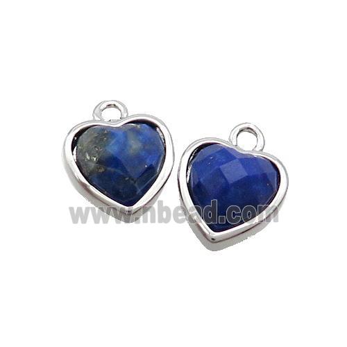 Blue Lapis Lazuli Heart Pendant Platinum Plated