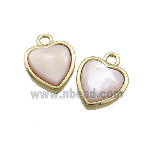 White Pearlized Shell Heart Pendant Gold Plated