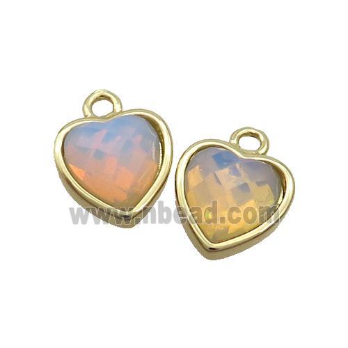 White Opalite Heart Pendant Gold Plated