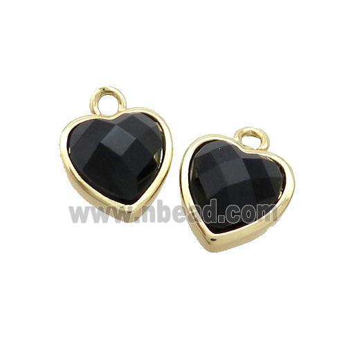 Black Onyx Agate Heart Pendant Gold Plated