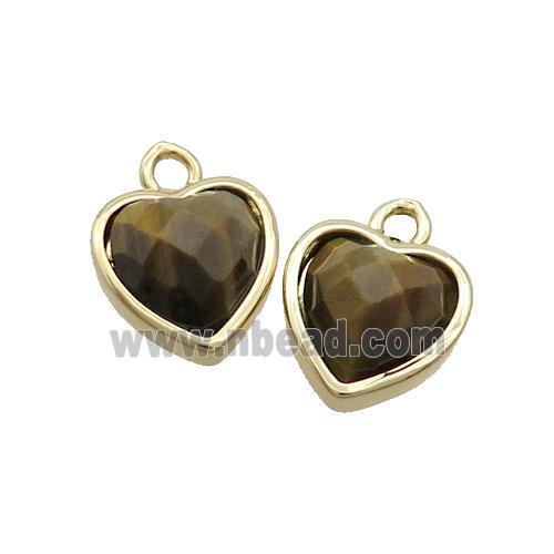 Natural Tiger Eye Stone Heart Pendant Gold Plated