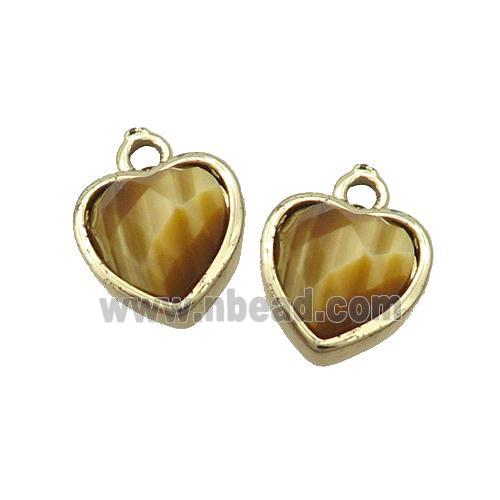 Golden Tiger Eye Stone Heart Pendant Gold Plated