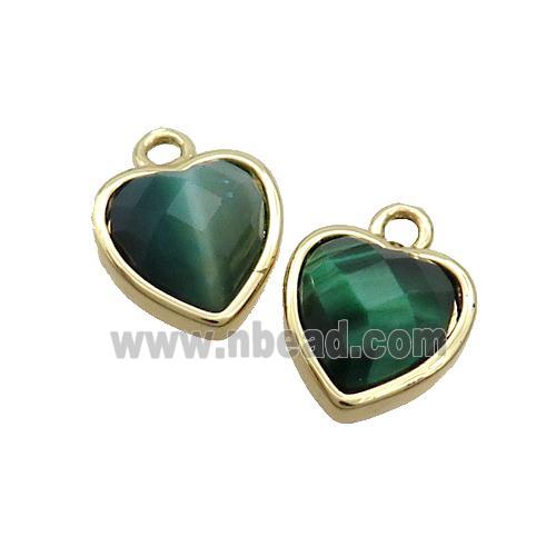 Green Tiger Eye Stone Heart Pendant Gold Plated
