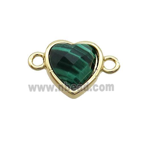 Green Tiger Eye Stone Heart Connector Gold Plated