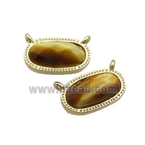 Golden Tiger Eye Stone Oval Pendant 2loops Gold Plated