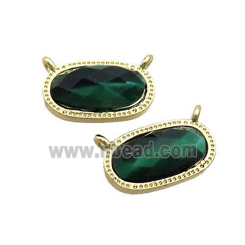 Green Tiger Eye Stone Oval Pendant 2loops Gold Plated