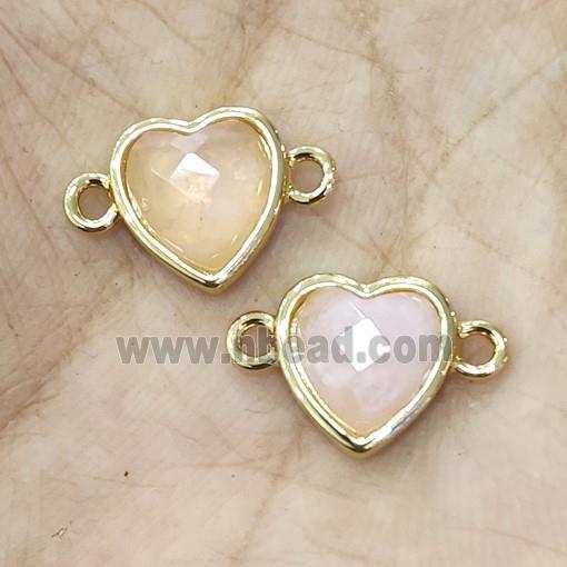 Rose Quartz Heart Connector Gold Plated