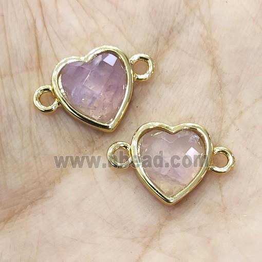 Purple Amethyst Heart Connector Gold Plated