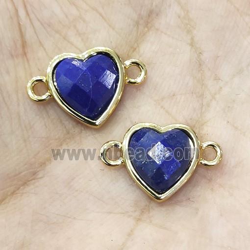 Blue Lapis Lazuli Heart Connector Gold Plated