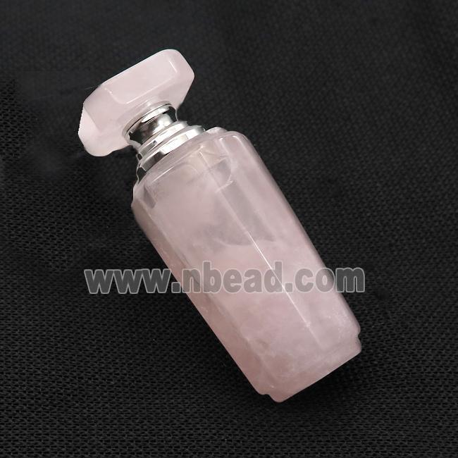 Pink Rose Quartz Perfume Bottle Pendant