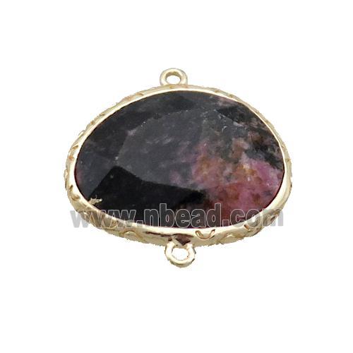 Pink Rhodonite Connector Oval Gold Plated