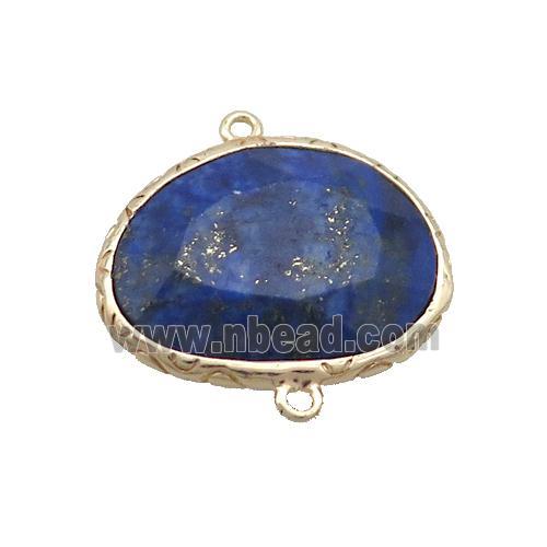 Natural Lapis Lazuli Connector Oval Gold Plated
