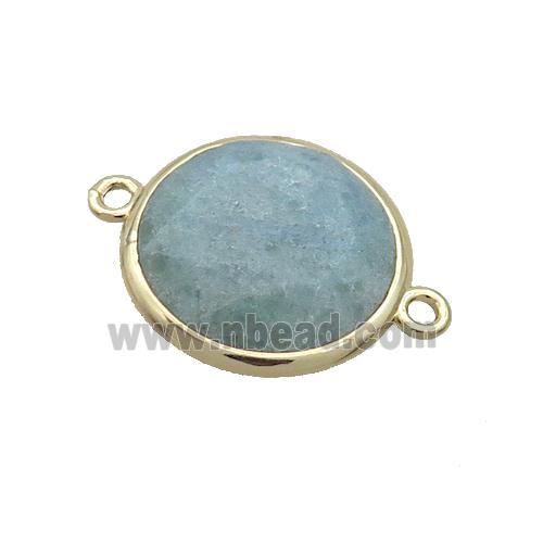 Green Quartz Circle Connector Faceted Gold Plated