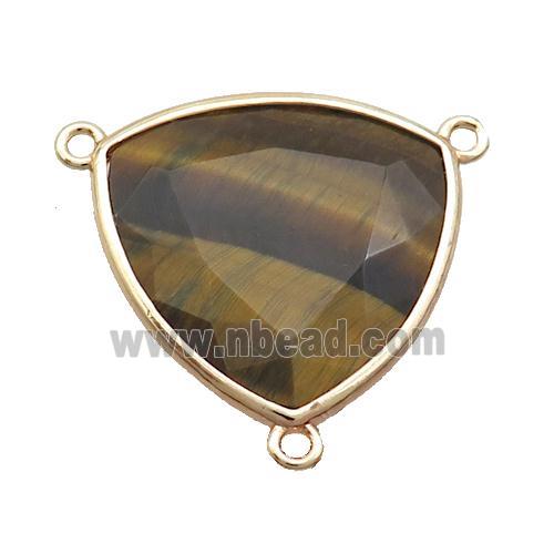 Tiger Eye Stone Triangle Pendant 3loops Gold Plated