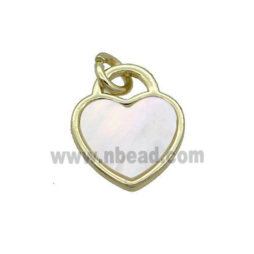 Copper Heart Pendant Pave White Shell Gold Plated