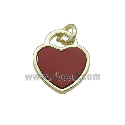 Copper Heart Pendant Pave Red Agate Gold Plated
