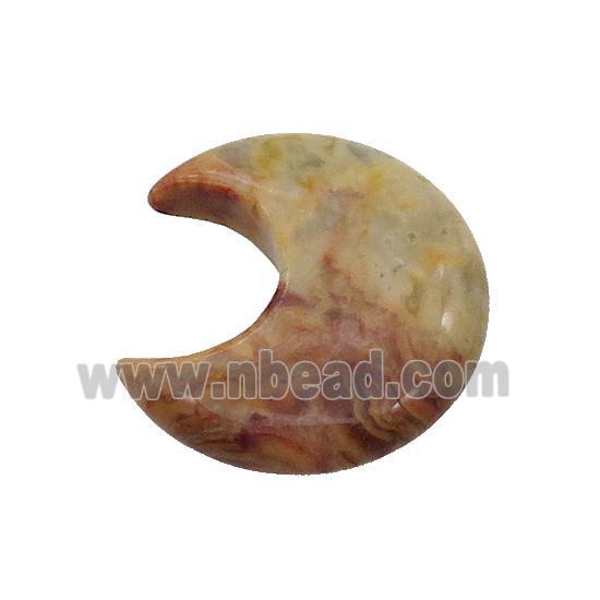 Natural Yellow Crazy Agate Moon Pendant Undrilled