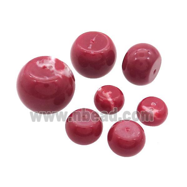 Red Coral Beads Rondelle Half Drilled