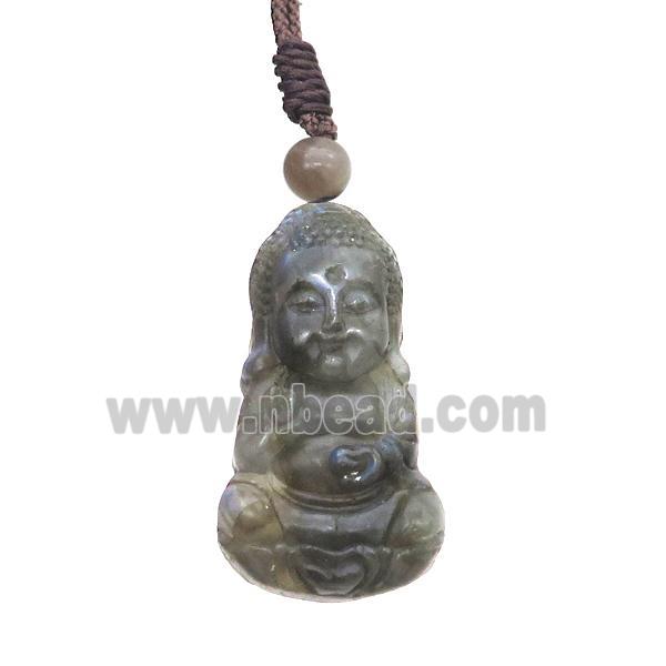 Natural Labradorite Buddhist Necklace Buddha