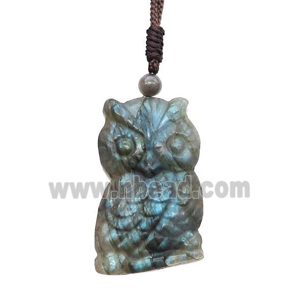 Natural Labradorite Necklace Owl
