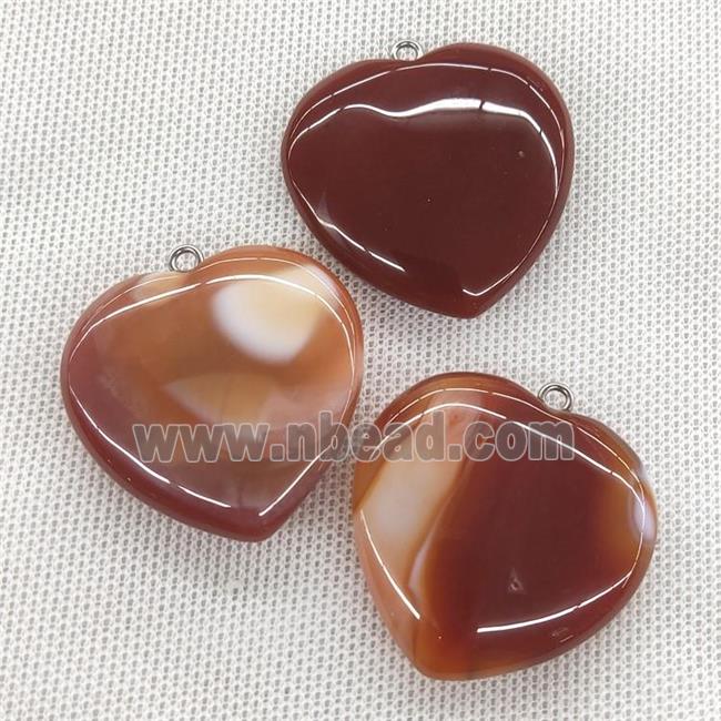 Natural Red Agate Heart Pendant