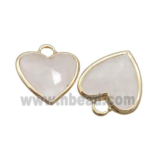White Crystal Quartz Heart Pendant Gold Plated