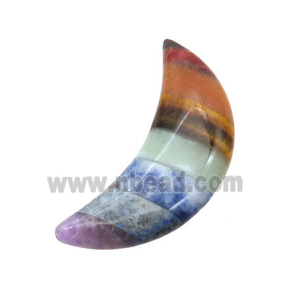 Gemstone Chakra Horn Pendant Yoga Multicolor Undrilled