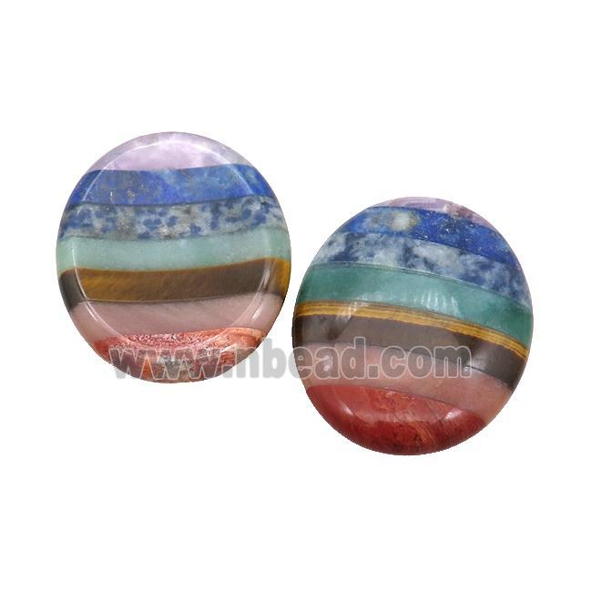 Gemstone Chakra Oval Pendant Yoga Multicolor Undrilled Nohole