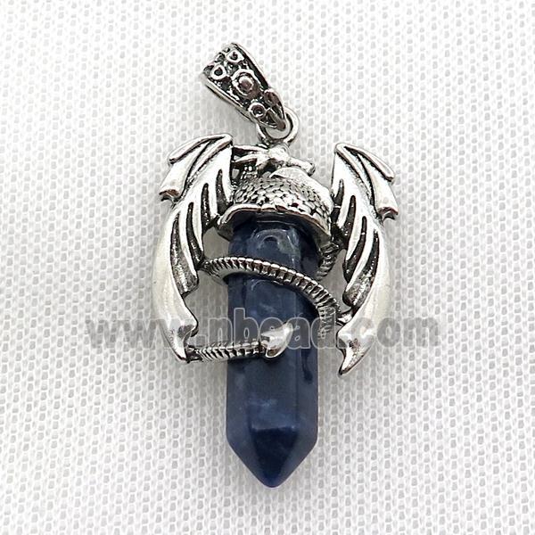 Alloy Dragon Pendant Pave Blue Sodalite Antique Silver