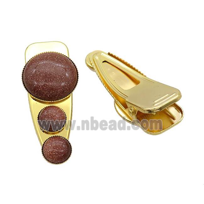 Copper Hair Clips Pave Gold Sandstone Gold Plated