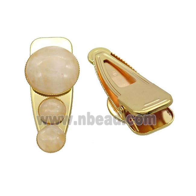 Copper Hair Clips Pave Clear Quartz Gold Plated