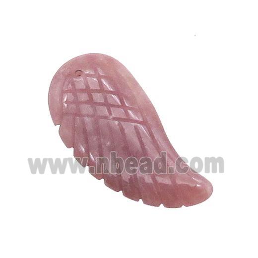 Pink Chinese Rhodonite Angel Wings Pendant
