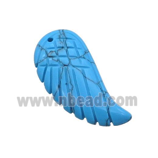 Synthetic Turquoise Angel Wings Pendant Blue