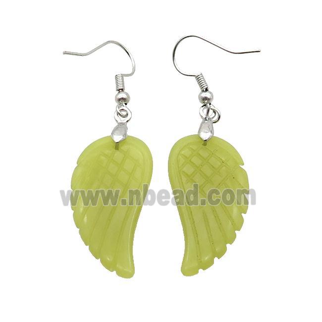 Lemon Jade Angel Wings Hook Earring Olive