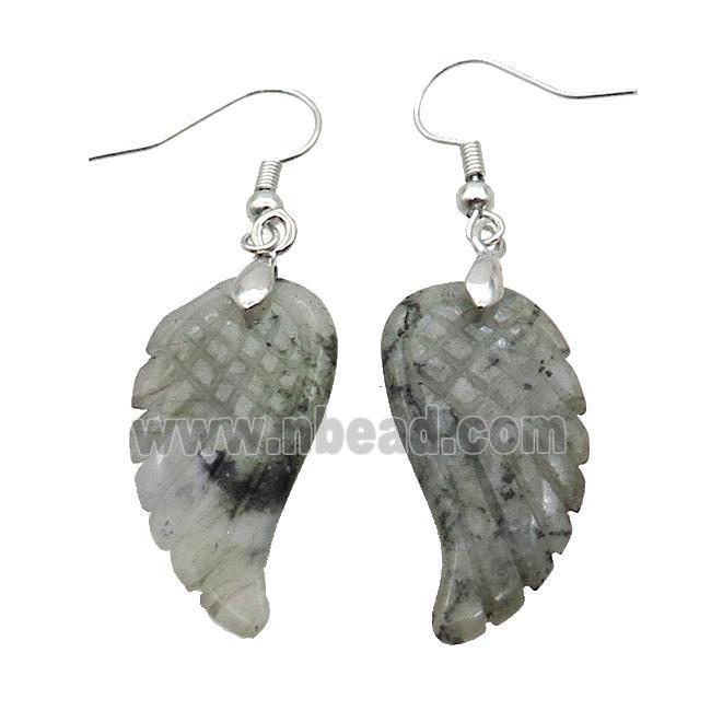 Natural Labradorite Angel Wings Hook Earring