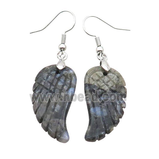 Gray Opal Angel Wings Hook Earring