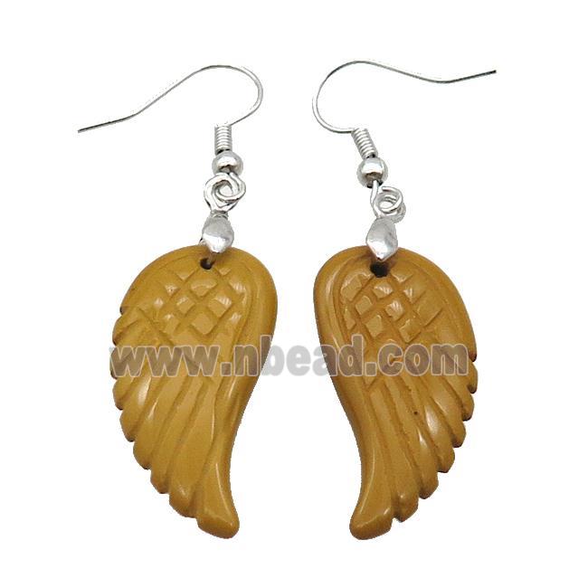 Natural Yellow Mookaite Angel Wings Hook Earring
