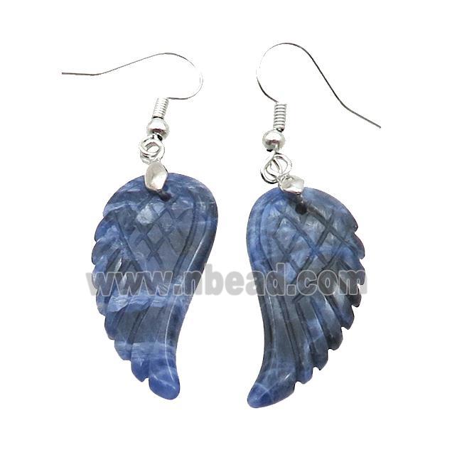 Blue Sodalite Angel Wings Hook Earring