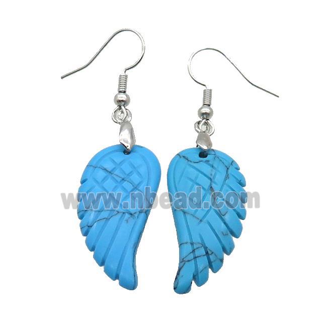 BLue Dye Turquoise Angel Wings Hook Earring