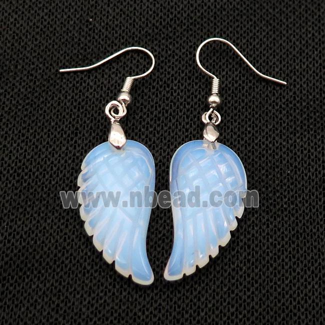 White Opalite Angel Wings Hook Earring
