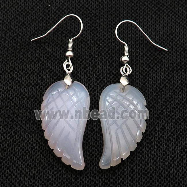 White Agate Angel Wings Hook Earring