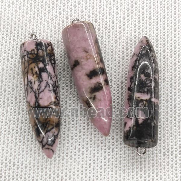 Natural Chinese Rhodonite Bullet Pendant Pink