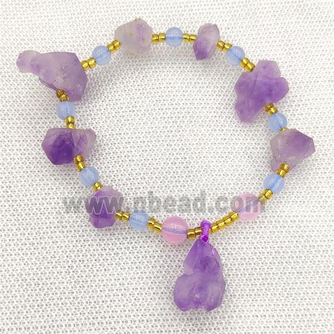 Purple Amethyst Bracelets Stretchy