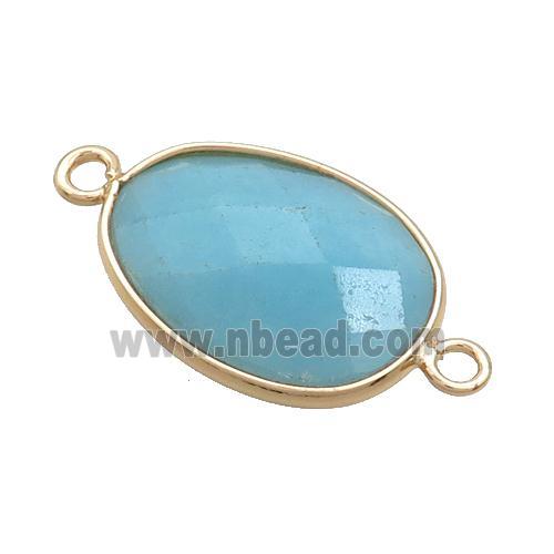 Blue Amazonite Teardrop Connector Gold Plated
