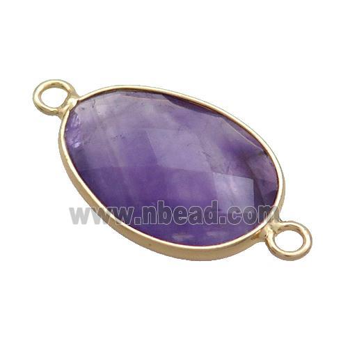 Purple Amethyst Teardrop Connector Gold Plated