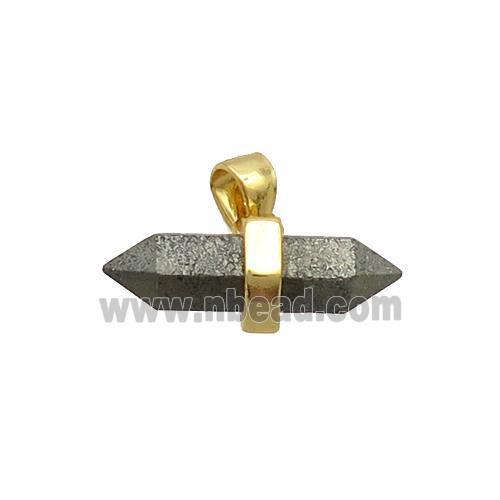 Natural Pyrite Bullet Pendant Gold Plated
