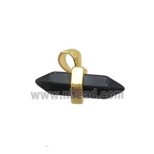 Black Obsidian Bullet Pendant Gold Plated