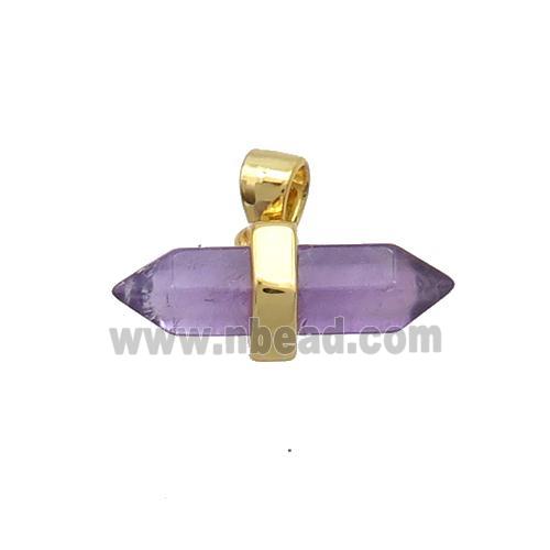 Purple Amethyst Bullet Pendant Gold Plated Double Point