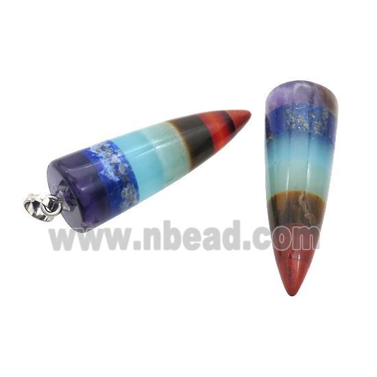 Gemstone Chakra Bullet Pendant Yoga Multicolor
