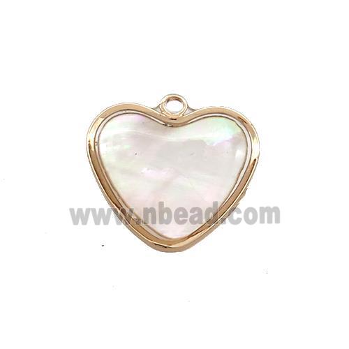 White MOP Shell Heart Pendant Gold Plated